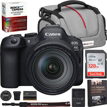 Canon R6 Mark II 24.2 MP Mirrorless Camera w/24-105mm Lens Kit+128GB Card Bundle