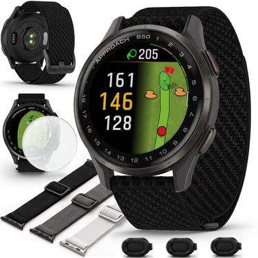 Garmin Approach S50 Advanced Golf GPS Smartwatch Renewed with Nylon Bands Bundle