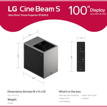 LG CineBeam S PU615U 4K UHD Ultra Short Throw Smart Triple Laser Projector