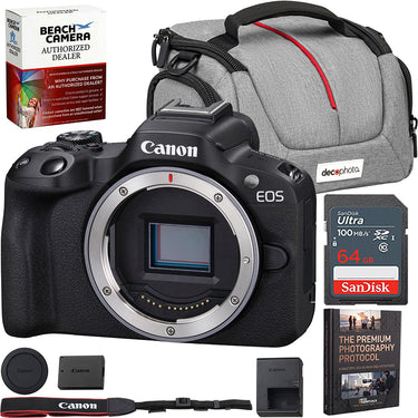 Canon EOS R50 Mirrorless Camera Body (Black) 5811C002 + Accessories Bundle