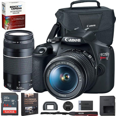 Canon EOS Rebel T7 DSLR Camera + EF18-55mm + EF 75-300mm Lens Kit + Accessories Bundle