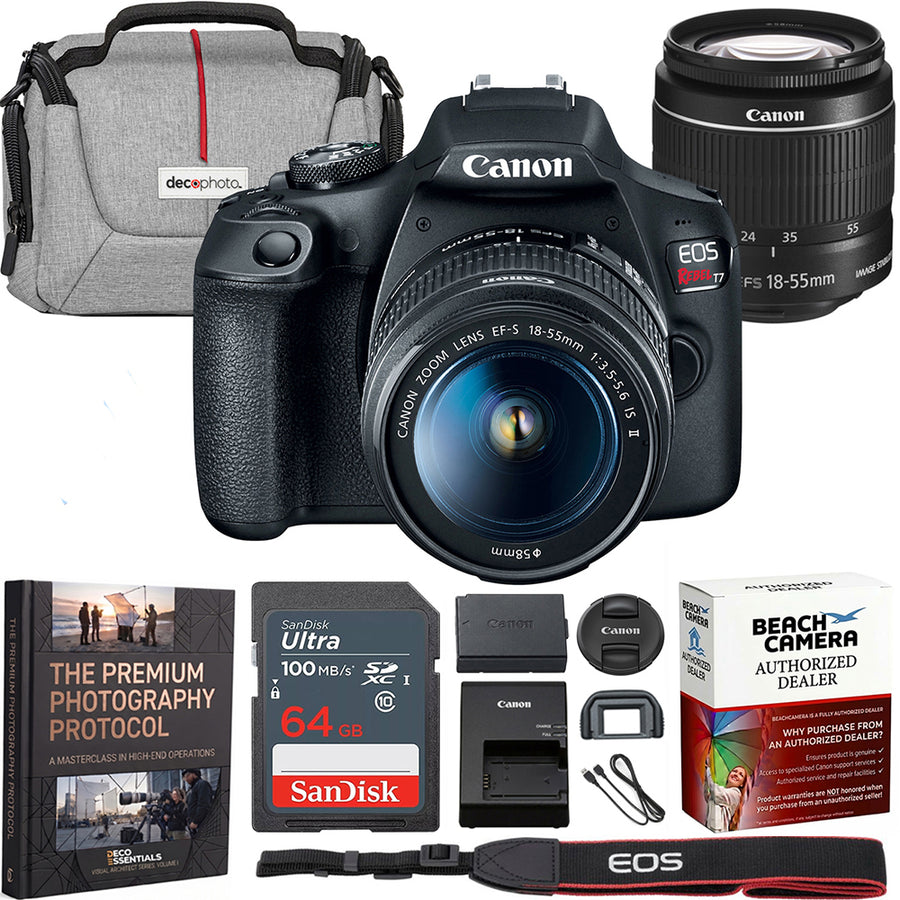 Canon T7 EOS Rebel DSLR Camera EF-S 18-55mm f/3.5-5.6 IS II Lens 2 Battery Bundle