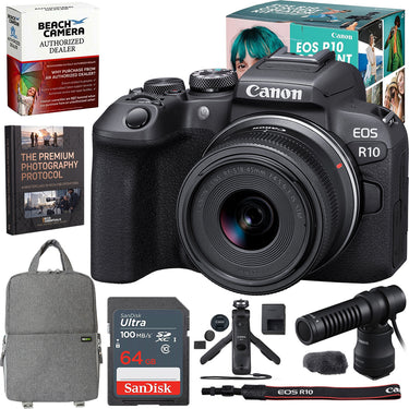 Canon EOS R10 Mirrorless Camera +18-45mm Lens Content Creator Kit +Accessories Bundle