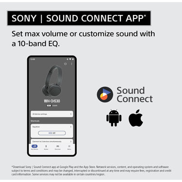 Sony WH-CH530 Wireless Headphones with Microphone, Black