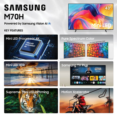 Samsung 43" Mini LED M70H 4K 3840x2160 Vision AI Smart TV, Titan Black (2026)