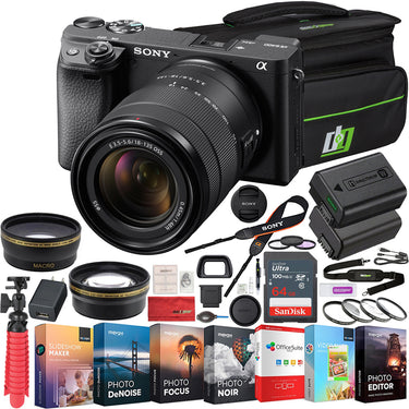 Sony a6400 4K Mirrorless Camera ILCE-6400M/B 18-135mm Lens with Macro & Telephoto Kit