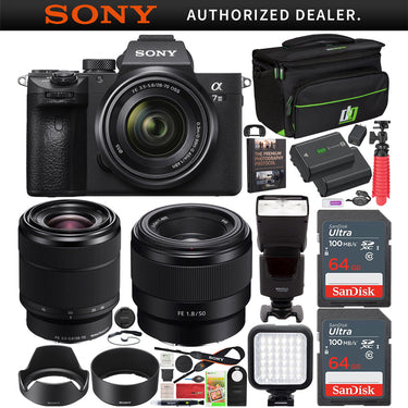 Sony a7 III Mirrorless 4K Camera + 2 Lens Kit 28-70mm + 50mm + Case 2x Battery Bundle
