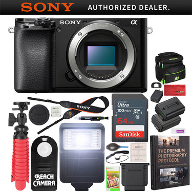 Sony a6100 Mirrorless Camera 4K APS-C Body Only ILCE-6100B 64GB Accessory Bundle