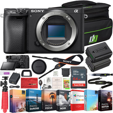 Sony a6400 4K Mirrorless Camera ILCE-6400/B Body Only with Deco Gear Travel Case Kit