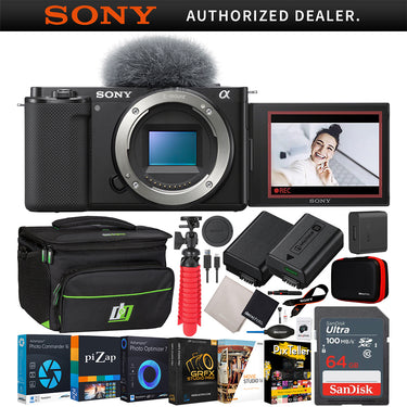 Sony ZV-E10 Mirrorless Alpha APS-C Interchangeable Lens Vlog Camera Body Black Bundle