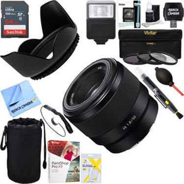 Sony FE 50mm F1.8 Full-frame Prime E-Mount Lens + 64GB Ultimate Kit