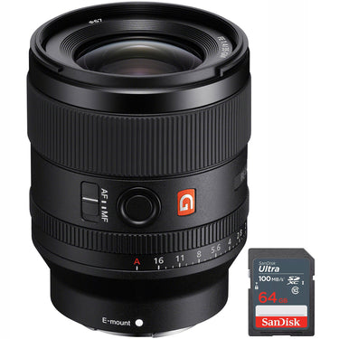 Sony FE 35mm F1.4 GM G Master Full Frame Wide Angle Lens for E-Mount + 64GB Card