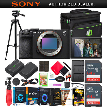 Sony a7C II Full Frame Mirrorless Camera Body Black + Bag & Accessories Kit Bundle