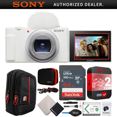 Sony ZV-1 II Vlog Camera 4K Video Content Creator White +Extended Warranty Kit Bundle