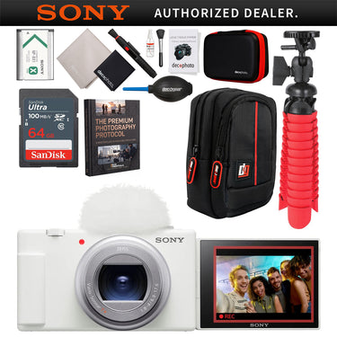 Sony ZV-1 II Vlog Camera with 4K Video for Content Creators and Vloggers White Bundle