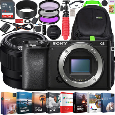 Sony a6100 Mirrorless Camera 4K Body + FE 50mm F1.8 Lens Kit SEL50F18F Bundle