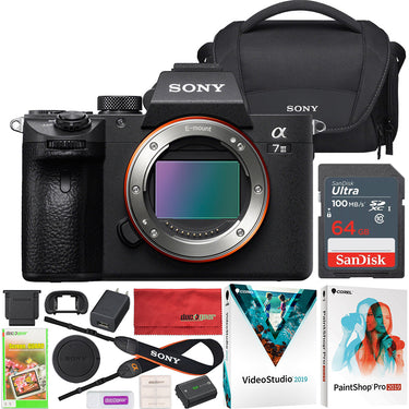 Sony a7 III Mirrorless 4K Camera Body with 35mm Full Frame Image Sensor + Case Bundle