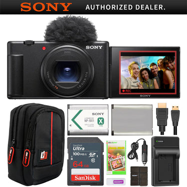 Sony ZV-1 II Vlog 4K Camera for Vloggers Black 2 Battery Bundle Refurbished