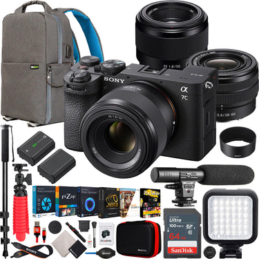 Sony a7C II Full Frame Mirrorless Camera Black + 2 Lens Kit 28-60mm & 50mm Bundle