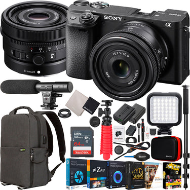 Sony a6400 Mirrorless 4K APS-C Camera Body + 40mm F2.5 G Lens SEL40F25G Kit Bundle