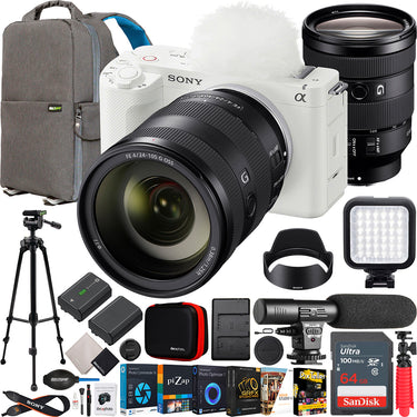 Sony ZV-E1 Full Frame Mirrorless Vlog Camera White +24-105mm F4 G OSS Lens Kit Bundle