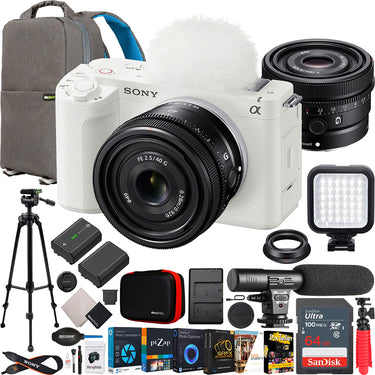 Sony ZV-E1 Full Frame Mirrorless Vlog Camera White + FE 40mm F2.5 G Lens Kit Bundle
