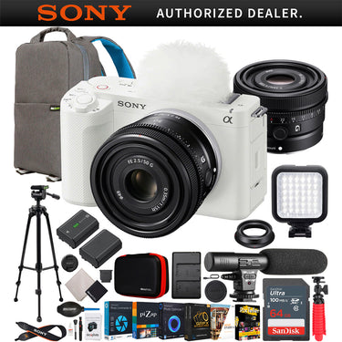 Sony ZV-E1 Full Frame Mirrorless Vlog Camera White + FE 50mm F2.5 G Lens Kit Bundle
