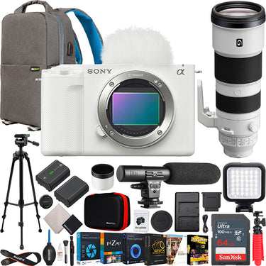 Sony ZV-E1 Full Frame Mirrorless Vlog Camera White + FE 200-600mm G Lens Kit Bundle