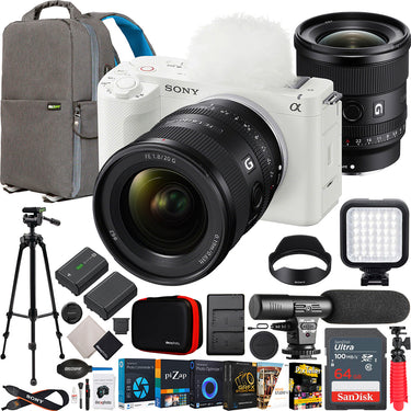 Sony ZV-E1 Full Frame Mirrorless Vlog Camera White + FE 20mm F1.8 G Lens Kit Bundle