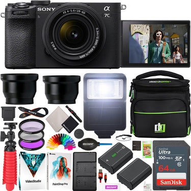 Sony a7C II Full Frame Mirrorless Camera Black + 28-60mm Lens & Essentials Kit Bundle