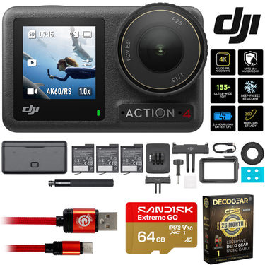 DJI Osmo Action 4 Adventure Combo 4K Action Camera w/ 26 Months Protection Bundle