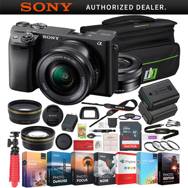 Sony a6400 4K Mirrorless Camera ILCE-6400L/B 16-50mm Lens with Macro & Telephoto Kit