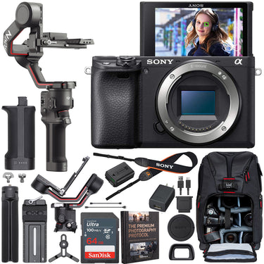 Sony a6400 Mirrorless 4K APS-C Camera Body Kit + DJI RS 3 Gimbal Stabilizer Bundle