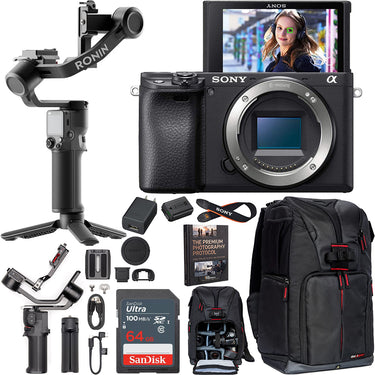 Sony a6400 Mirrorless 4K APS-C Camera Body Kit + DJI RS 3 Mini Gimbal Bundle