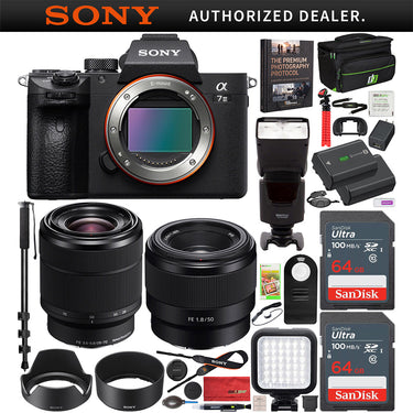 Sony a7 III Mirrorless 4K Camera + 2 Lens Kit 28-70mm + 50mm + Case 2x Battery Bundle