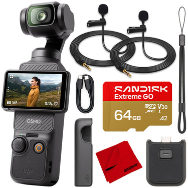 DJI Osmo Pocket 3 4K/120fps Gimbal Camera 3-Axis Stabilized + Lapel Mic 2Pc Bundle