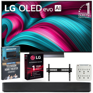 LG 55 Inch C5 Series OLED evo 4K UHD Smart webOS TV (2025) w/ SKM1 Soundbar Bundle