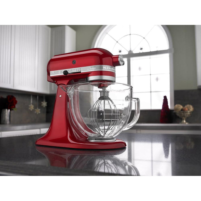KitchenAid Artisan Series 5-Quart Stand Mixer in Candy Apple Red w/ Glass Bowl - KSM155GBCA