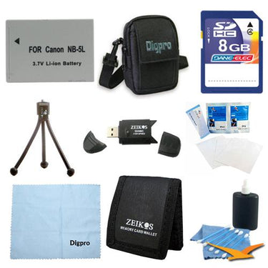 Special Fully Loaded Value 8GB Card and NB-5L Kit for Canon S100,S110, SX230 & SX210