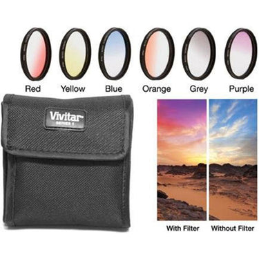 Vivitar 77mm Graduated Color Multicoated 6 Piece Filter Set with Fold Up Filter Case