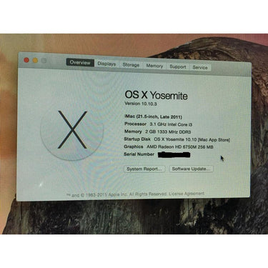 Apple All-in-One iMac 21.5" Intel Core i3 3.1GHz, 2GB Ram, 250GB HDD - REFURBISHED