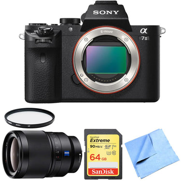 Sony Alpha 7II Mirrorless Interchangeable Lens Camera Body 35mm Prime Lens Bundle
