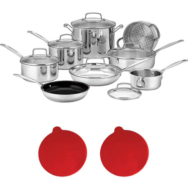 Cuisinart 77-14N Chef's Classic 14-Piece Set, Stainless Steel w/2 Silicon Trivets