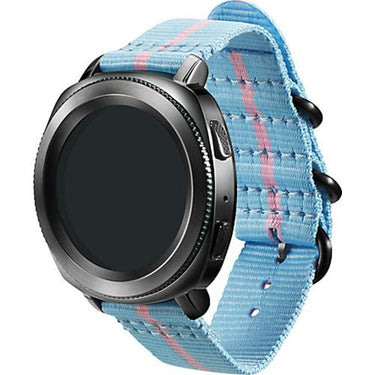 Samsung Premium Nato Strap for Gear Sport (20mm)- Light Blue w/ Pink - GPR600BREECAF