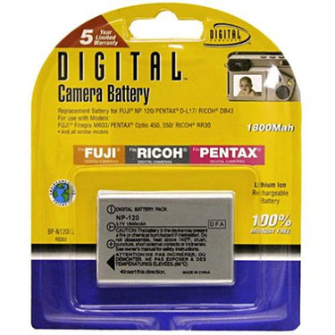 Vivitar NP-120 1800mAh Battery f/ Fuji F10 and Pentax Optio 555 /750Z /MX