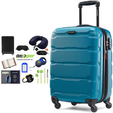 Samsonite Omni Hardside Luggage 20" Spinner Caribbean Blue+Luggage Accessory Kit