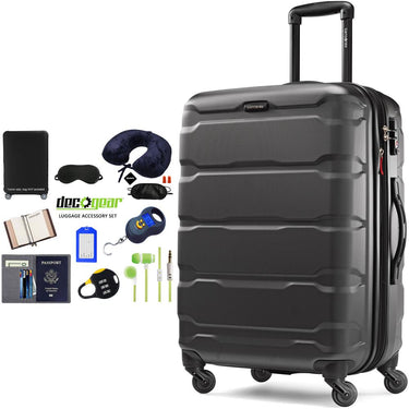 Samsonite Omni Hardside Luggage 24" Spinner Black + Luggage Accessory Kit