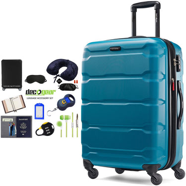 Samsonite Omni Hardside Luggage 24" Spinner Caribbean Blue+Luggage Accessory Kit