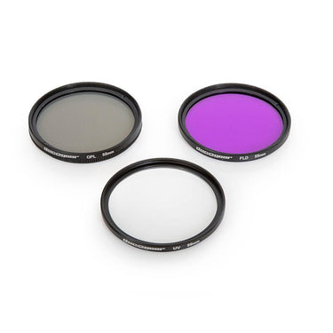Deco Photo 55mm 3 Piece Pro Level Lens Filter Kit - UV, FLD, Polarizer - FK55MM
