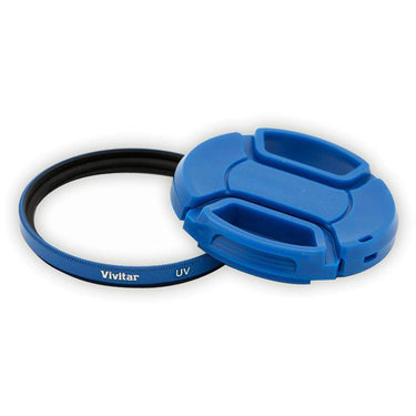Vivitar 49mm UV Filter and Snap On Cap - Blue